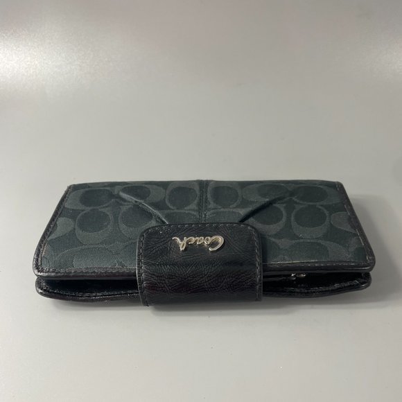Coach Accordion Black Signature C Bifold Long Wallet - Picture 9 of 15